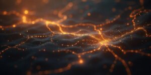 Abstract glowing neural pathways on a dark background, representing the brain's stress circuits behind craving and relapse